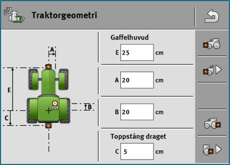 Applikation Tractor-ECU Parameter 8 4. Peka på 5. Peka på. 6. Följ anvisningarna på bildskärmen. Du har kalibrerat hastighetssensorn. 8.3.