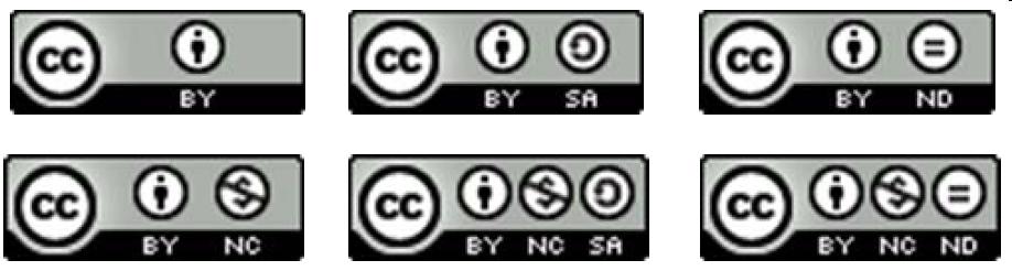 Licenstyper Erkännande (BY): Villkoret innebär att upphovsman ska erkännas i samband med att verket används, sprids, bearbetas. Villkoret erkännande följer med alla Creative Commons licenserna.