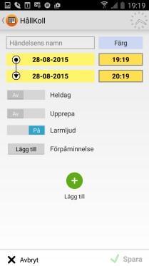 Kalender På samtliga vyer så lägger