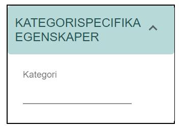 Alla kategorier har inte kategorispecifika egenskaper. Filtret gör det möjligt att filtrera på kategorispecifika egenskaper utifrån från kategori.