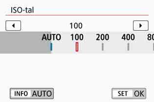 g: Ställa in ISO-tal för stillbildern Ställ in ISO-talet (bildsensorns ljuskänslighet) så att det passar omgivningens ljusnivå. I baszonens metoder ställs ISO-talet in automatiskt.