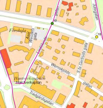 Samhällsbyggnadskontoret Samrådsredogörelse 35(54) Säkra skolvägar Enligt Karta över insatser för säkra skolvägar 1 så anges sträckan längs Lindölundsgatan mellan Trädgårdsgatan och Erik Dahlbergs
