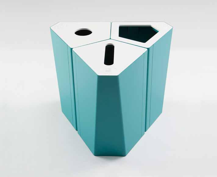 Kite miljösortering Design Annica Doms Kites design gör den möjlig att placera ut på fria ytor eller mot en vägg. En modulerbar källsorteringsmöbel designad av Annica Doms.