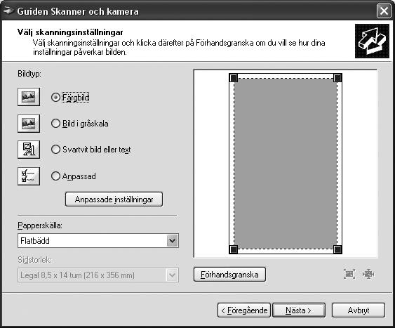 Avläsning (endast 4 i 1) Avläsa med WIA-drivrutinen Maskinen hanterar även WIA-drivrutinen (Windows Image Acquisition) för avläsning.