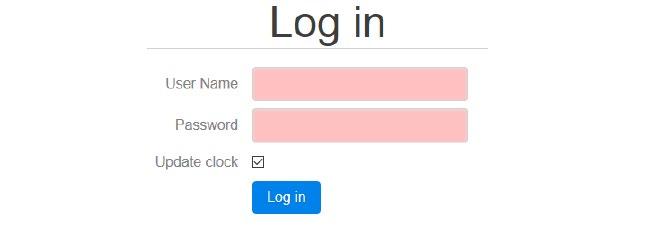 9 Sidan Identification (Identifiering) 9 Sidan Identification (Identifiering) Username (Användarnamn) Password (Lösenord) Update clock (Uppdatera Val av språk Log in Fält för användarnamn.
