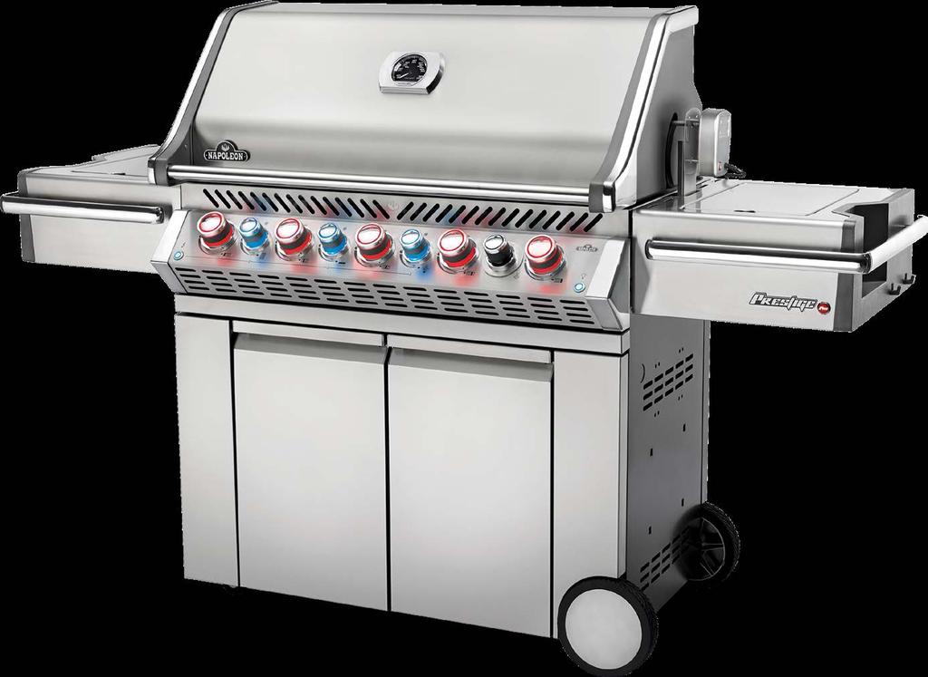 Prestige PRO TM 665 1 SIZZLE ZONE TM infraröd brännare 7 Rostfri kontrollpanel med JETFIRE TM tändning 2 Infraröd bakre brännare OBS!
