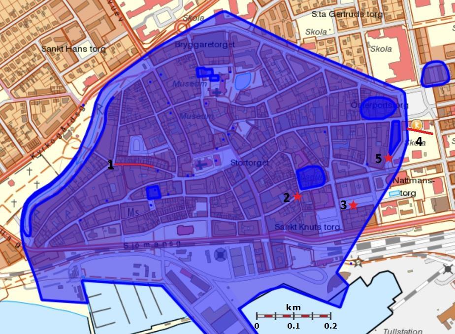 Figur 1. Skåne med platsen för Ystad i den södra delen av landskapet markerad med en röd prick. Figur 2.