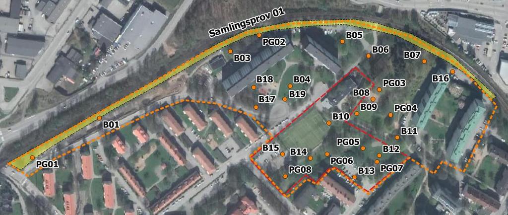 13 4 Genomförande 4.1 Provtagningsplan En provtagningsplan upprättades och provtagningens omfattning bestämdes i samråd med beställaren, se Bilaga 5 Provtagningsplan.