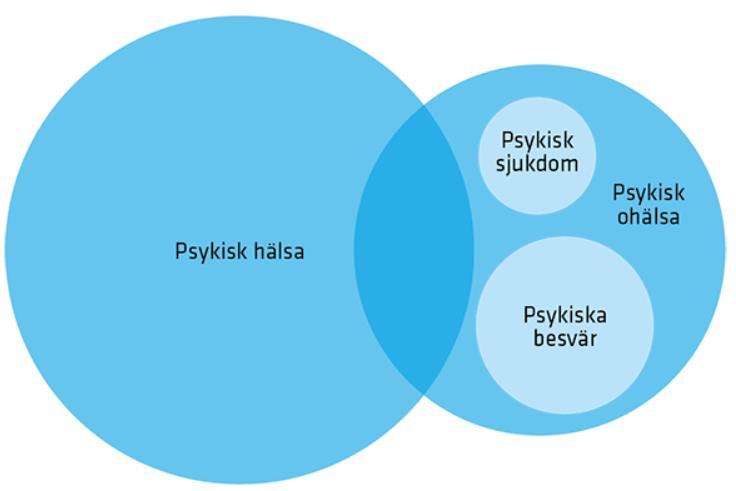 Psykisk hälsa Ett tillstånd av psykiskt välbefinnande där varje individ kan förverkliga de egna möjligheterna, kan klara av vanliga påfrestningar, kan arbeta produktivt och kan