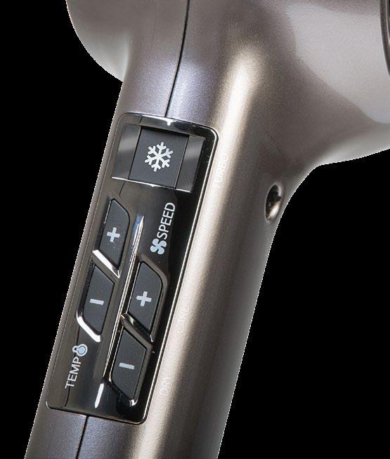 5 olika driftlägen optimerade enligt vad du behöver hela tiden: BABY, SCALP, CARE, DRY och TURBO. Genom att endast trycka på en knapp kan du snabbt och enkelt använda önskat läge.