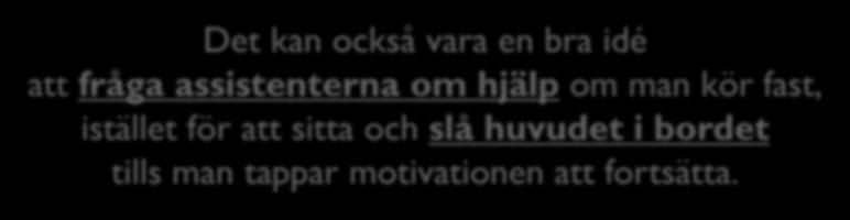Be om hjälp 45 Det kan också vara en bra idé att fråga assistenterna om hjälp om man kör