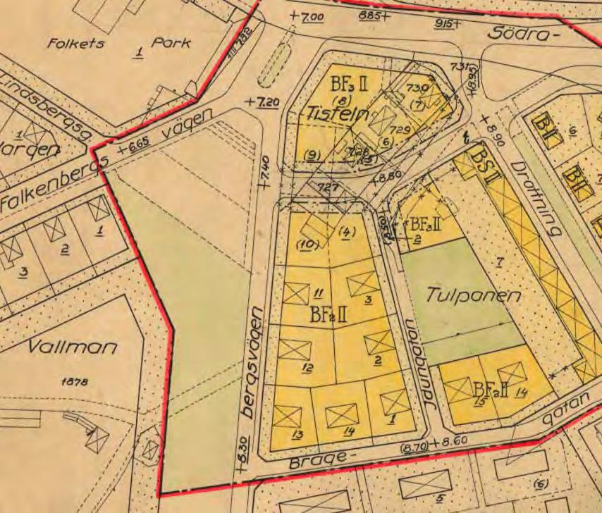 Upprättad 2018-06-20 2017-3408 9(45) Gällande och tidigare gällande detaljplaner Inom planområdet gällde tidigare underliggande stadsplan: Förslag till ändring av stadsplanen för område kring Sandås