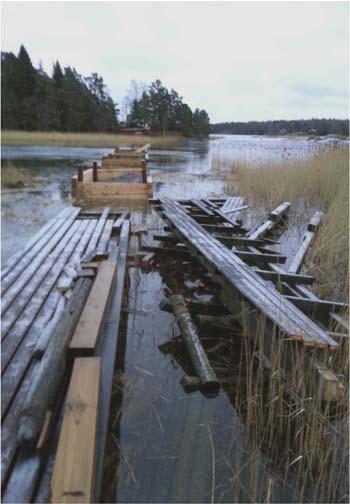 Uppe: Bryggan i december 2017, i mars och i slutet av april 2018 (foton: Patrick Eriksson) Nedan till vänster: talkogänget 23.3.2018 (men vem tog bilden?