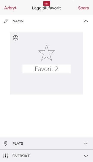 Favoritöversikt När favoriten har sparats läggs den till i programnavigeringsmenyerna.