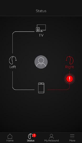 Anslutningar Anslutning- och batteristatus Anslutningsstatus Visar status på anslutningarna mellan hörapparater, trådlösa tillbehör och mobilenheter. Om du har en Apple Watch visas den också här.