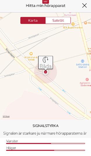 Hitta min hörapparat Om du tappar bort hörapparaterna kan du gå till Mitt ReSound trycka på Hitta min hörapparat. Appen kan hjälp dig att hitta dem.