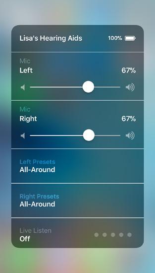 Styra hörapparaterna med ios inbyggda funktioner på iphone, ipad eller ipod touch Åtkomst till grundläggande volym- och programstyrning