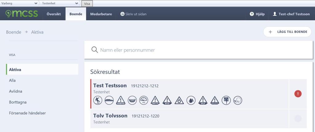Redigera uppgifter på en befintlig patient Om du ska ändra något på en befintlig patient söker du upp personen i fältet personnummer alternativt klickar på deras