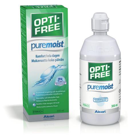 LINSVÅRD EFFEKTIV RENGÖRING OCH ÅTERFUKTNING OPTI-FREE PureMoist OPTI-FREE Express AOSEPT PLUS with HydraGlyde Håller linserna fuktiga i upp till 16 timmar tack vare HydraGlyde Moisture Matrix.