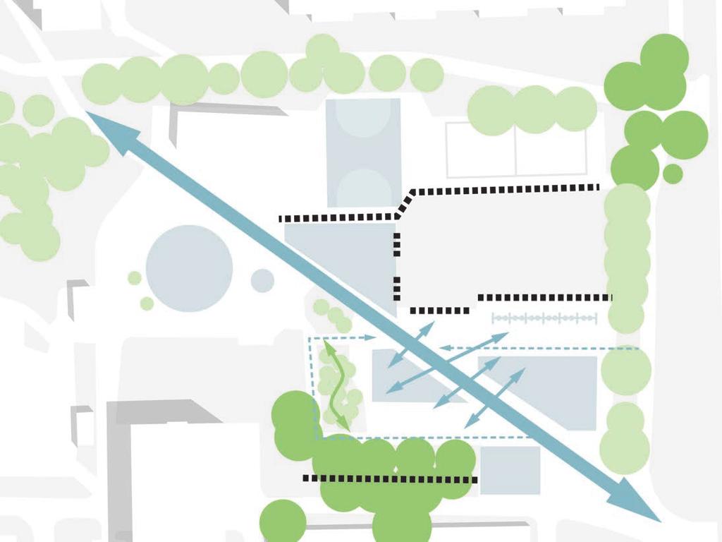 Ett flertal stora uppvuxna träd omgärdar parken, och en kulle med ett tätt salixbestånd som används vid lek finns på platsen.