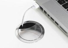 For SE, NO, DK, FIN, DE, NL. TKB10 Ø 115 mm Ett eluttag, Två USB laddare. Lock borstat rostfritt stål.