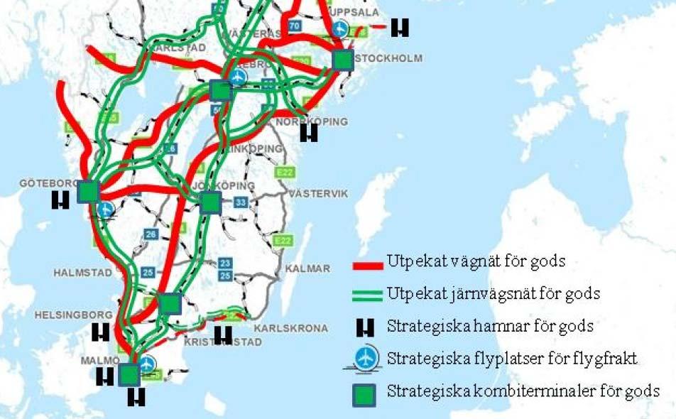 - Södra stambanan, Västkustbanan/Godsstråket genom Skåne, Ystadsbanan - Hamnarna i Helsingborg, Malmö, Trelleborg och Ystad Som en del inom TEN-T har 30 prioriterade projekt pekats ut.