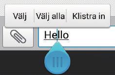 Textinmatning Klistra in text: Peka där du vill infoga texten, dra för att flytta