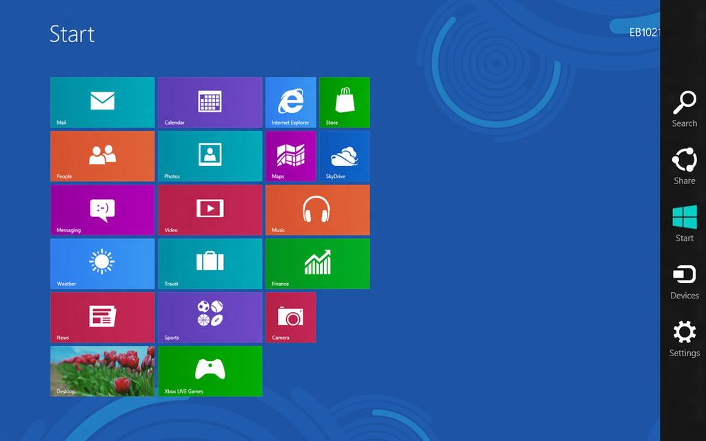 Anslutning på Windows 8 Wi-Fi-anslutning 1. Starta Charm bar från startskärmen eller från något applikationsläge. OBS!