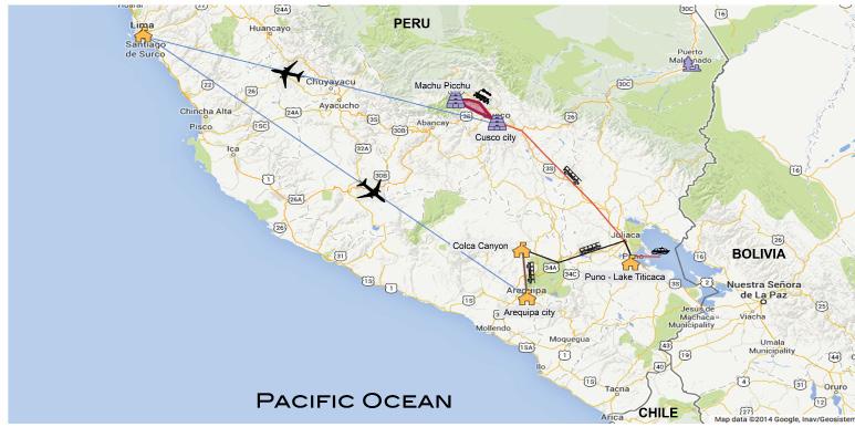 Perus höjdpunkter 15 dagar Från Perus huvudstad Lima, via den vita staden Arequipa kommer vi till den högt belägna Titicaca sjön