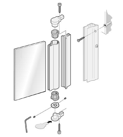 ändbeslag BO 5200405 BO 5200406 BO 5200407 BO 5200408 Glastjocklek 6 mm EV1 natureloxerad 6 mm polerad