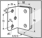 8, 10, 12 mm Utfall max. 700 mm Dörrvikt per par max. 35 kg Dörrhöjd max.