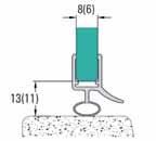 tätningsläpp tätning mellan glaskant och vägg Glastjocklek 8 mm Längd 2160 mm Material plast Max.