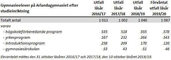 Antalet elever på både högskoleförberedande program och yrkesförberedande program har ökat läsår 2018/2019. Denna utveckling antas fortsätta.