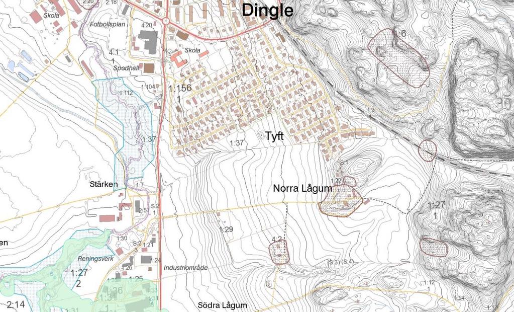 Dingle Lågum, Tyft Programområdet ligger i direkt anslutning till befintlig bostadsbebyggelse i södra delen av Dingle.
