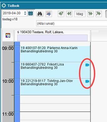 videomöte Högerklicka på aktuell bokning och