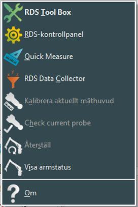 Utrustningscheck I RDS:en finns valet Check Current Probe En kontroll med längdnormalen görs En