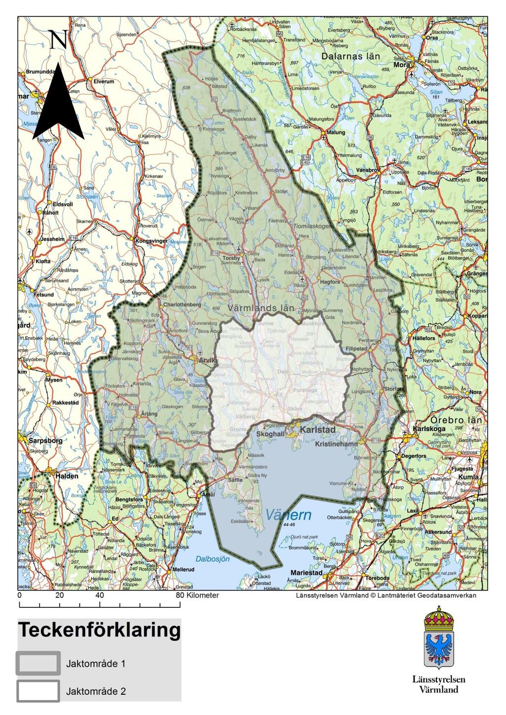 Bilaga 2 Karta över jaktområdena BESLUT 17(19) Figur 4: Jaktområde 1 ett består