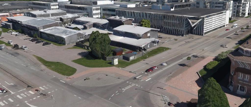 Gatans sektion, avstånden mellan husen, föreslås att vara ca 30 meter.
