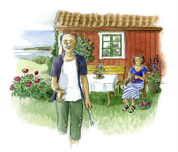 En ledtråd i Blekinge Hur hittade Adam och hans pappa hem till Axel? Kompassen visade vägen hem till Axel. Hur beskrivs Axel och hans fru? Axel var lång och smal och hans fru var liten och rund.