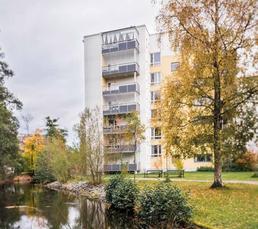 På kvarteret Ljuset finns solceller monterade som bidrar med hållbar fastighetsel.