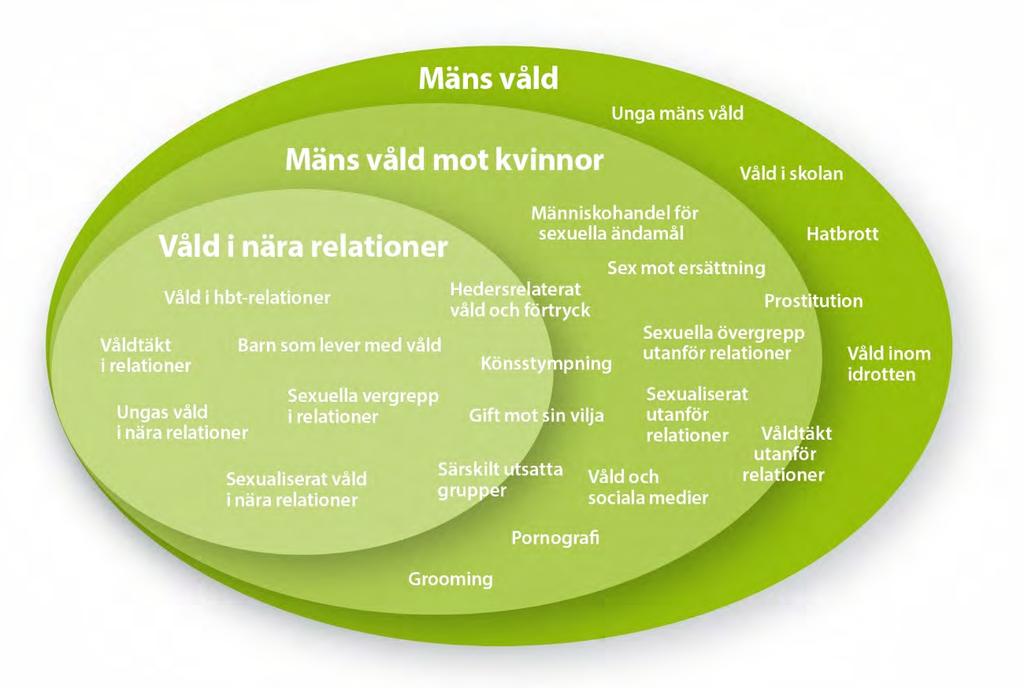 Strategi för att förebygga och motverka mäns våld mot kvinnor, 2018-2022 Bild - Sambandet mellan mäns våld, mäns våld mot kvinnor och våld i nära relationer Statistik visar att större delen av det