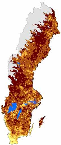 Tema: Skogens struktur I Figur 11 illustreras hur löv- respektive barrskogsandelen varierar över landet i en IDW-karta.