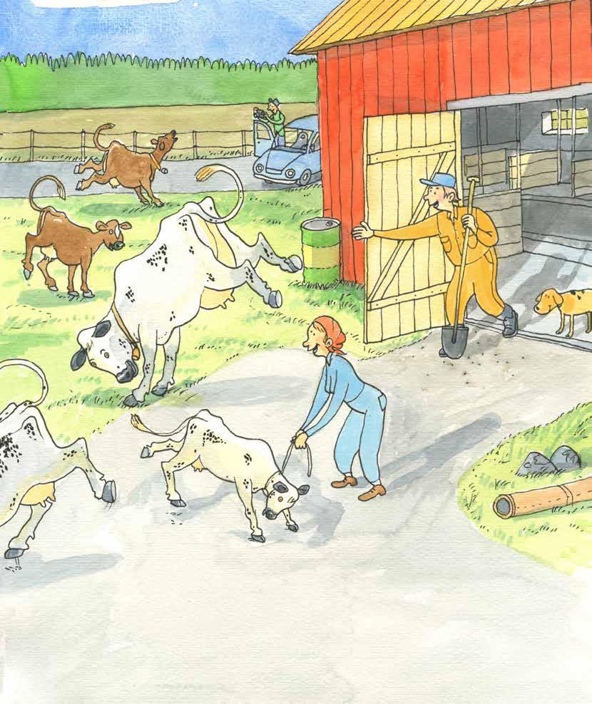 Så äntligen öppnades dörrarna och vi rusade ut på vägen, över vägen, ut på en åker och sprang omkring så att människorna inte kunde hålla ordning på oss.