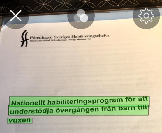 I Claro Scanpen tar du ett fotografi med appen och markerar sedan text i fotografiet som du