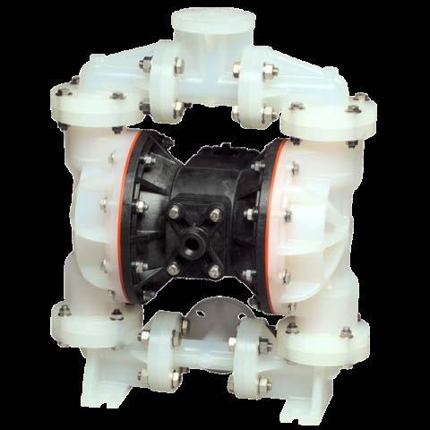 Tryckluftsdriven membranpump modell S1F, kompositutförande ANVÄNDNINGSOMRÅDE För tunna eller viskösa vätskor eller vätskor som innehåller partiklar, slurry eller halogener, samt beroende på