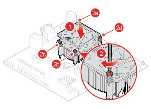 Bild 98. Ta bort kylfläns- och fläktmodulen Bild 99. Installera kylfläns- och fläktmodulen 7. Anslut kabeln till den nya kylfläns- och fläktmodulen till systemkortet. 8.