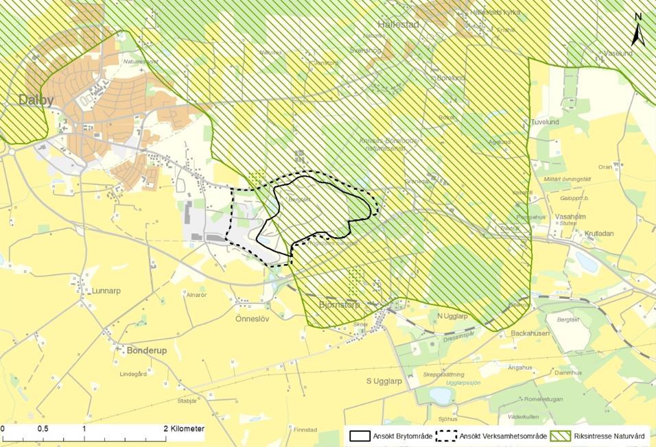 inom riksintresse för naturvård, Hardeberga- S Sandby- Dalby- Krankesjöområdet och riksintresse för friluftsliv,