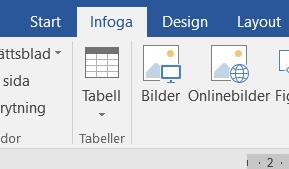 7. Infoga tabeller,