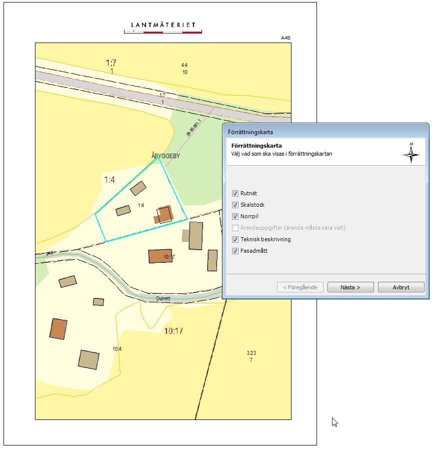 Om kartbilden behöver flyttas används Panorera i verktygsfältet Verktyg och om blanketten behöver flyttas används Panorera i verktygsfältet Layout.