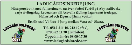 19:25 b 6 4 Ladugårdsinredes Amatörserie omgång 3 48.001-295.000 kr, körda av B-D- eller F- licensinnehavare. 2140 m. Autostart. 15 startande.
